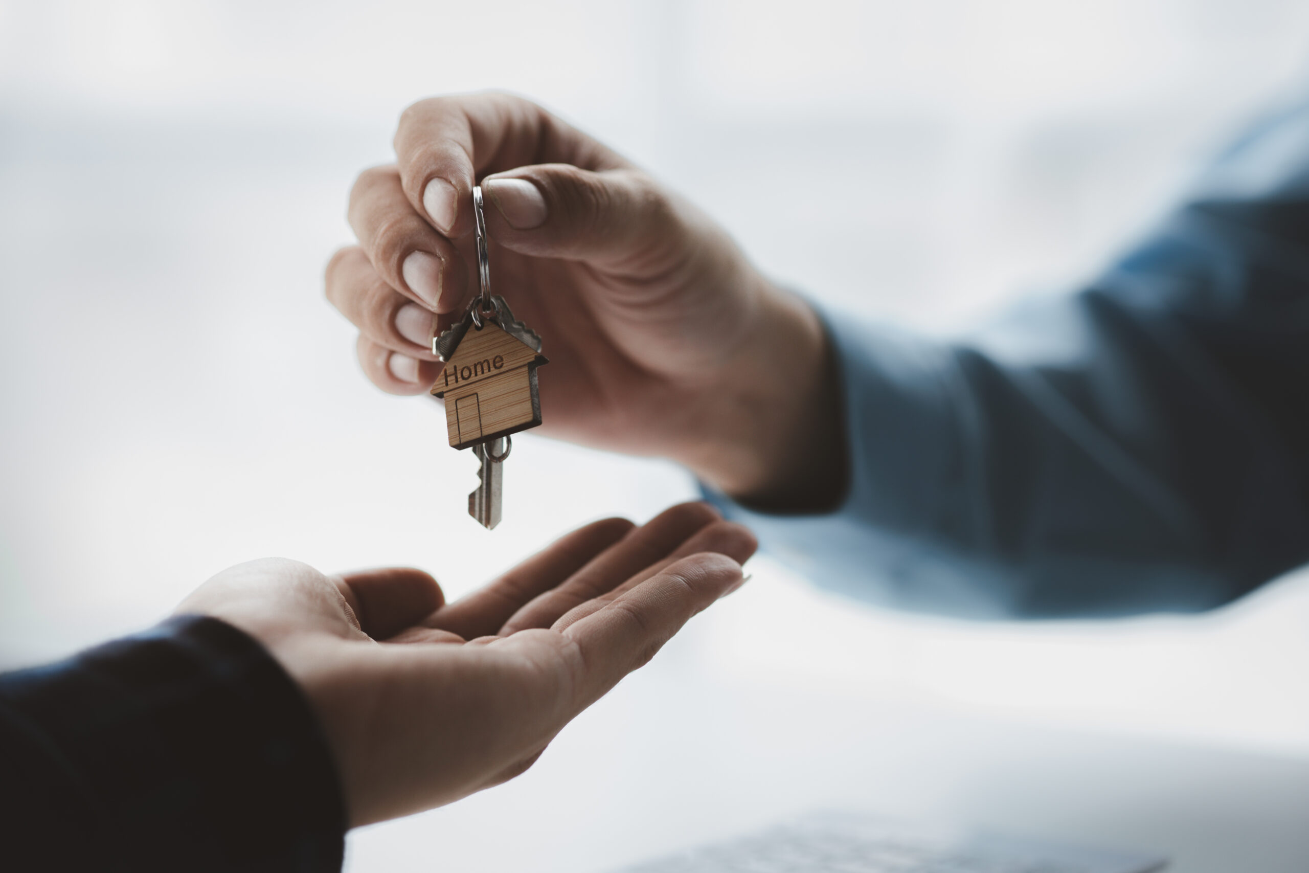 Real estate agents explain models of housing estates in projects